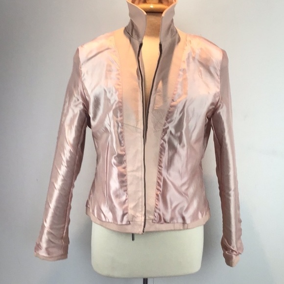 Black Rivet Blush Pink Retro Leather Moto Jacket Size Large - Picture 8 of 14